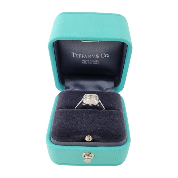 Tiffany & Co Legacy Platinum Cushion Cut Diamond Halo Engagement Ring #13794 - Picture 8 of 13